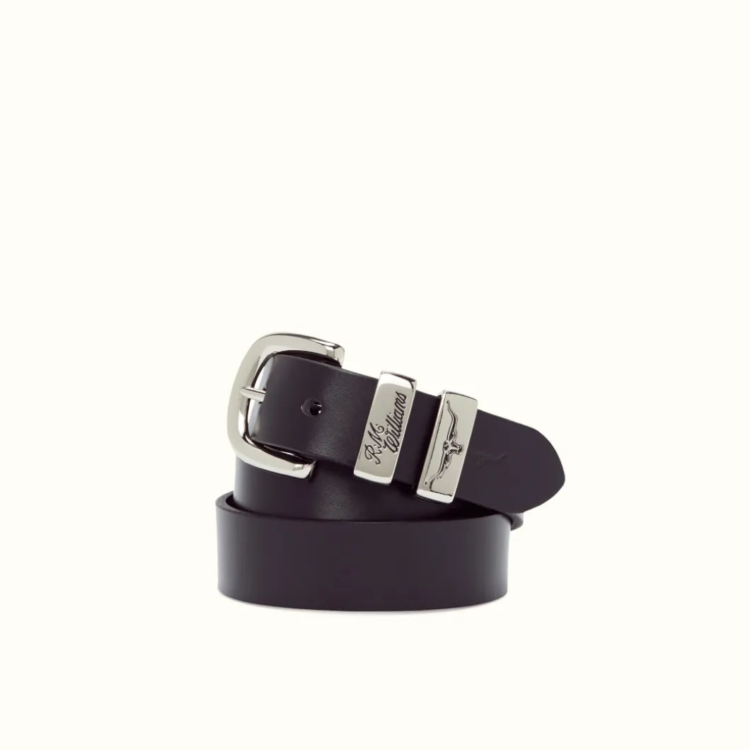 R.M. Williams 1 1/4" 3 Piece Solid Hide Belt Black Flash Sale