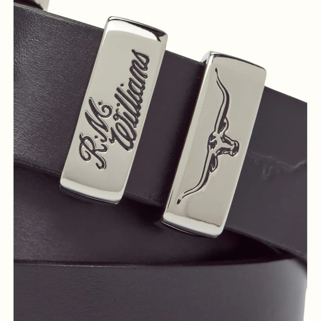 R.M. Williams 1 1/4" 3 Piece Solid Hide Belt Black Flash Sale