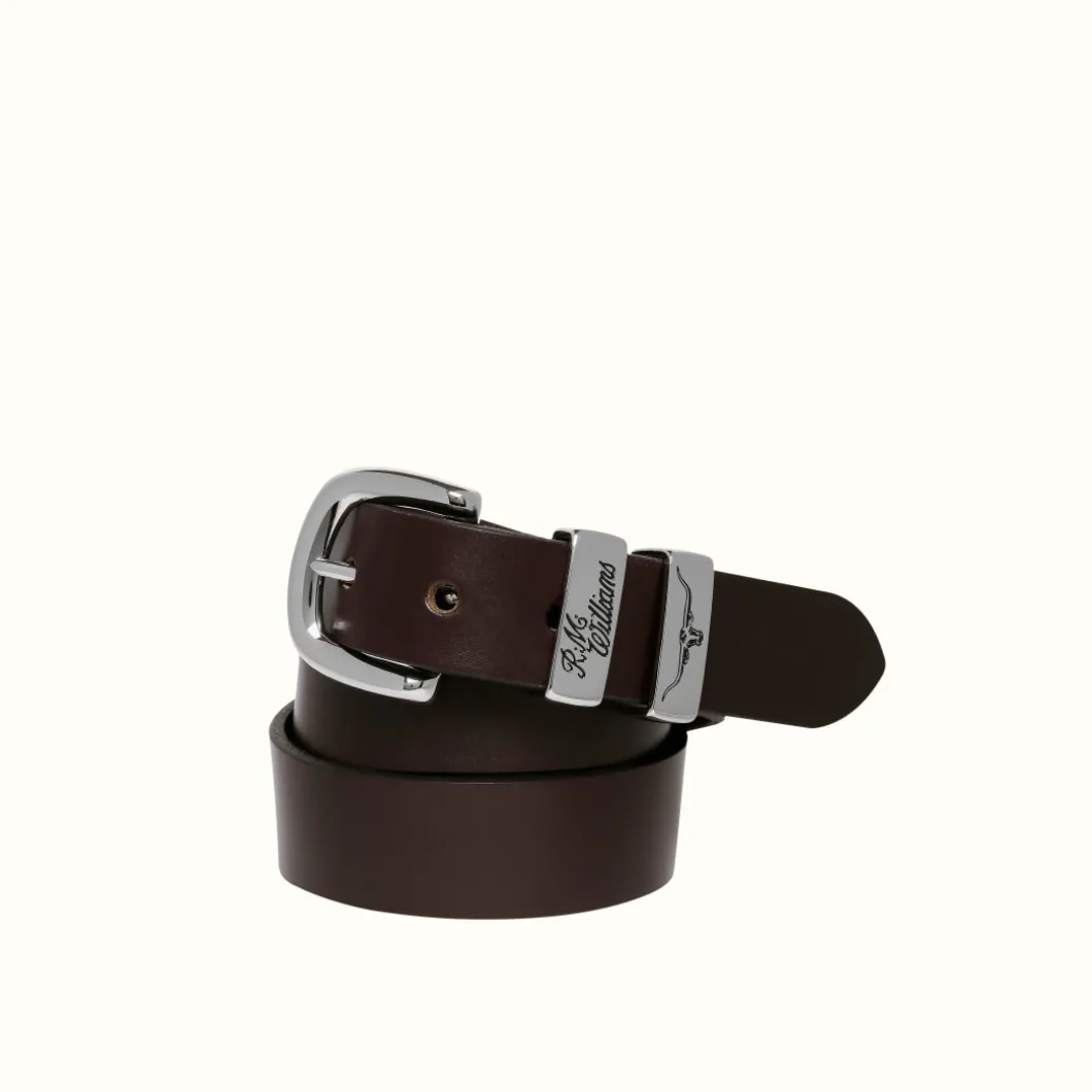 R.M. Williams 1 1/4" 3 Piece Solid Hide Belt Chestnut New