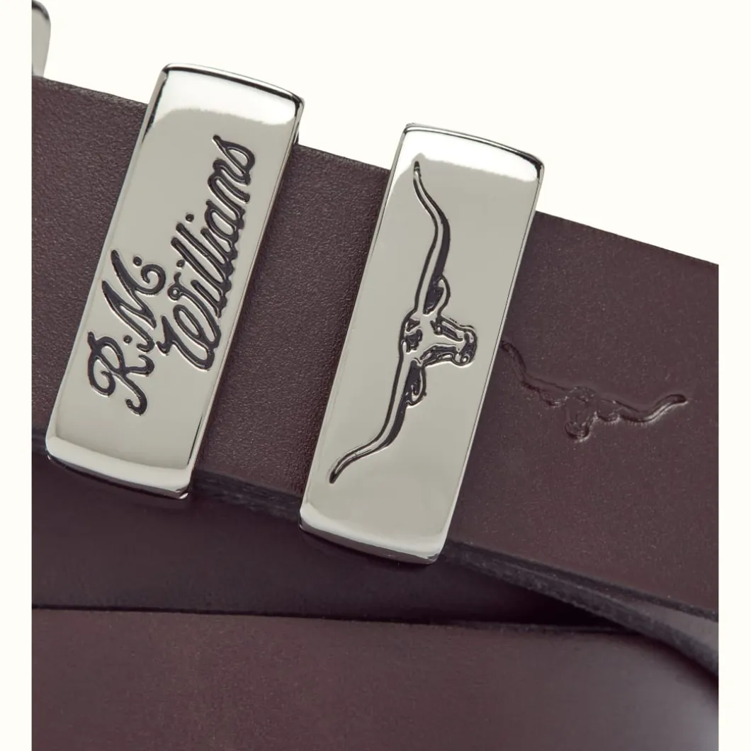 R.M. Williams 1 1/4" 3 Piece Solid Hide Belt Chestnut New