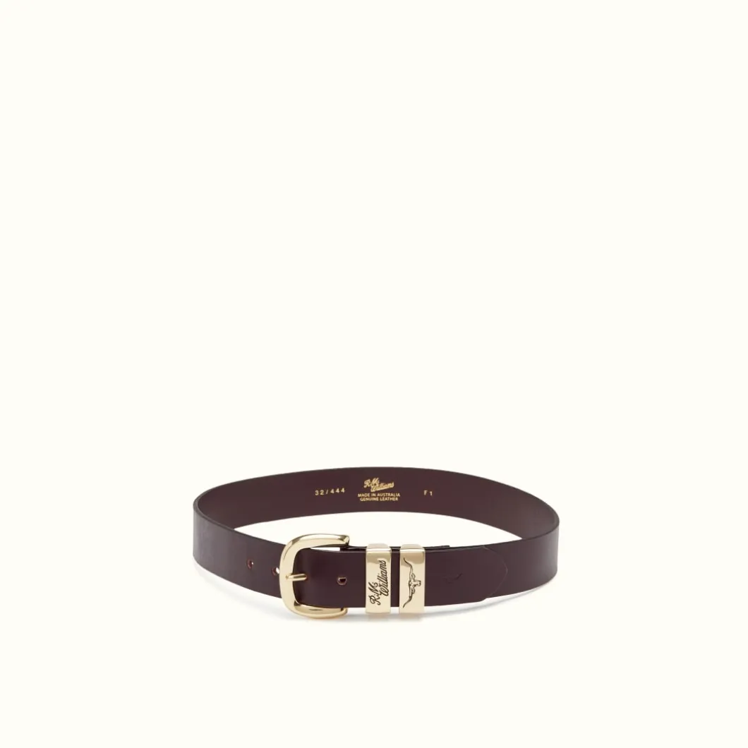 R.M. Williams 1 1/2" 3 Piece Solid Hide Belt Chestnut New