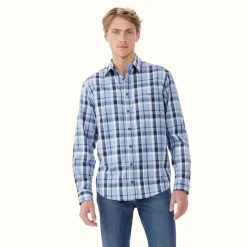 R.M. Williams Collins Shirt Light Blue Navy White Sale