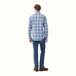 R.M. Williams Collins Shirt Light Blue Navy White Sale