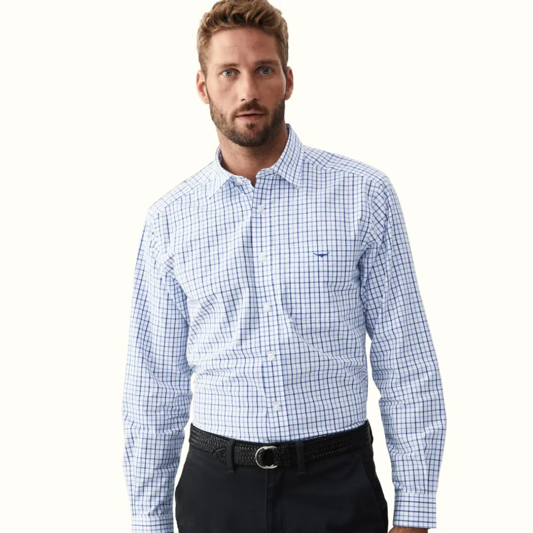R.M. Williams Collins Shirt Pale Blue/White Cheap