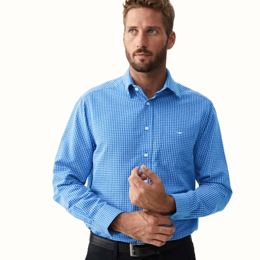R.M. Williams Collins Shirt White Blue Sale