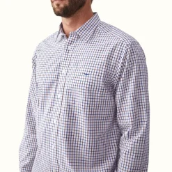 R.M. Williams Collins Shirt Navy Burgundy White Hot
