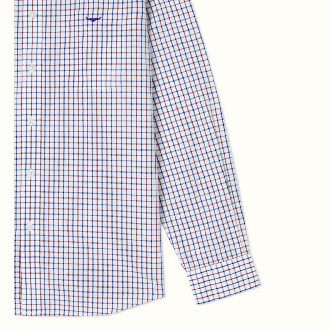 R.M. Williams Collins Shirt Navy Burgundy White Hot