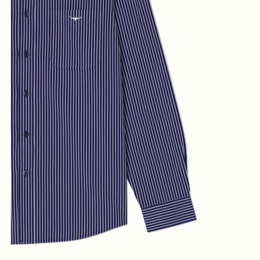 R.M. Williams Collins Shirt Navy/White Cheap