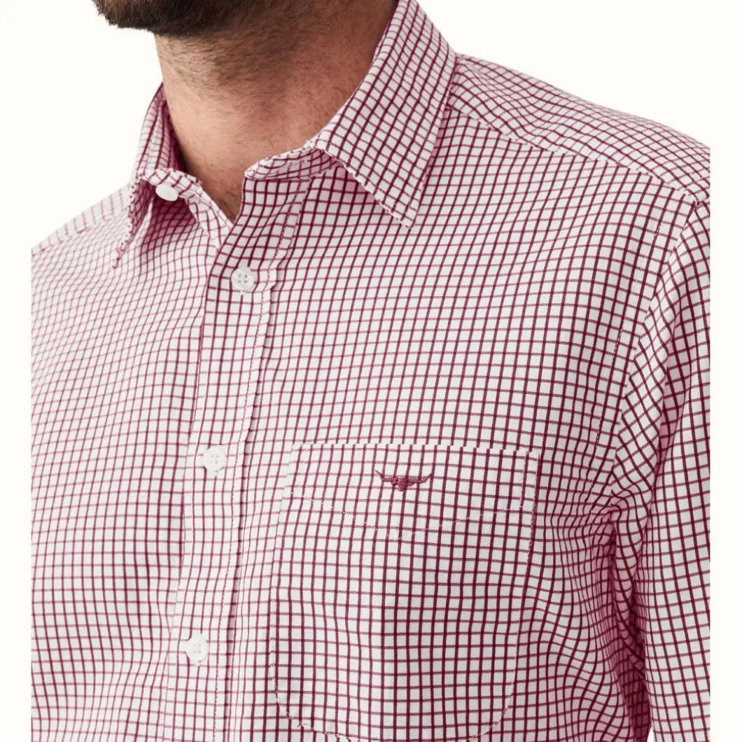 R.M. Williams Collins Shirt Burgundy White Hot