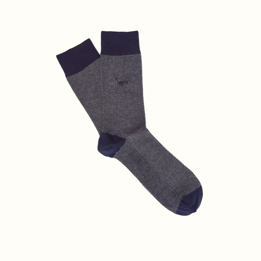 R.M. Williams Fine Gauge Cotton Sock Grey Navy Online