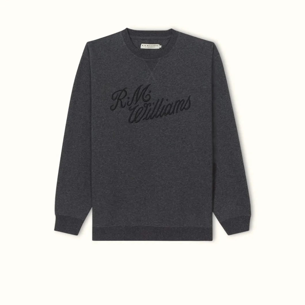 R.M. Williams R.M.W Script Crew Neck Charcoal Clearance