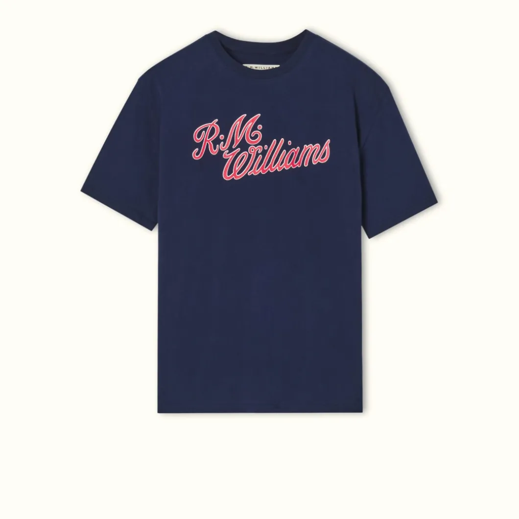 R.M. Williams R.M.W Script T-Shirt Navy Red Discount