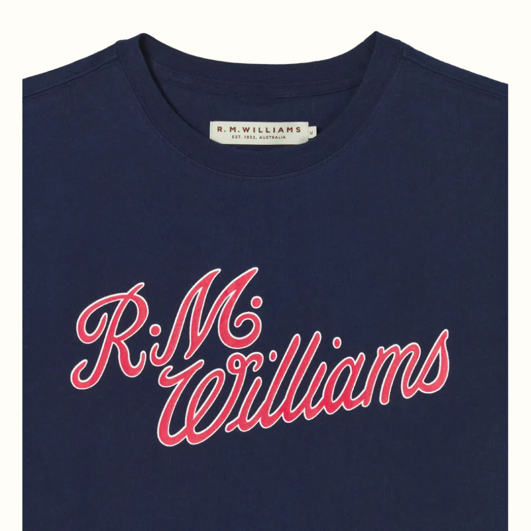 R.M. Williams R.M.W Script T-Shirt Navy Red Discount