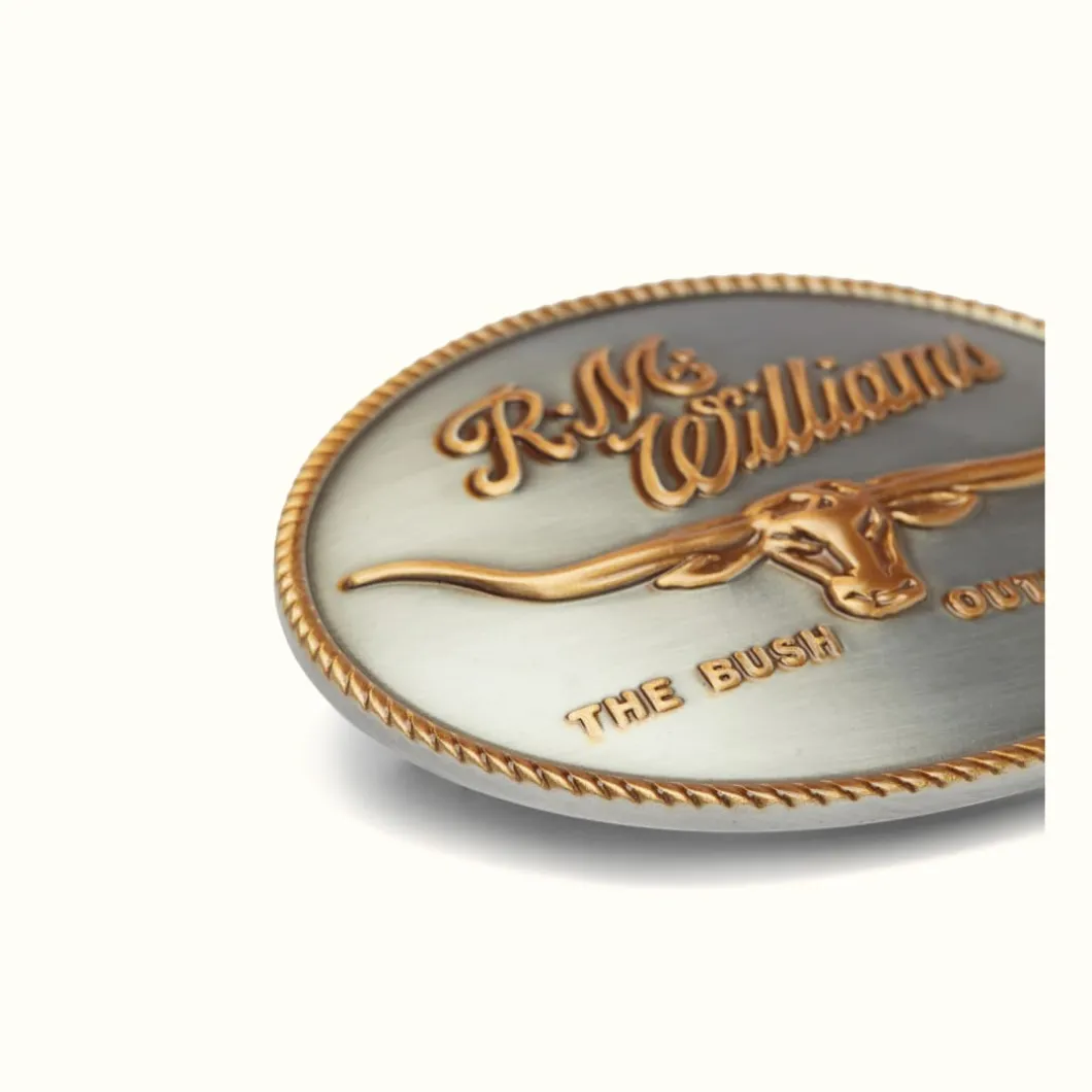 R.M. Williams R.M.Williams Logo Buckle Silver Gold New