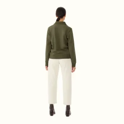 R.M. Williams Trickett Zip Neck Sweatshirt Olive Cheap