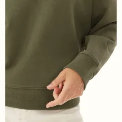 R.M. Williams Trickett Zip Neck Sweatshirt Olive Cheap